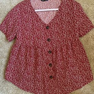 SHEIN Red floral blouse